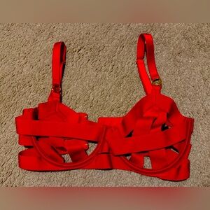 red strappy sexy bra